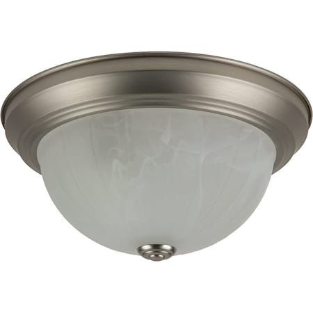Sunlite 11-in Decorative Dome Ceiling Fixture, Brushed Nickel Finish, Alabaster Glass 04587-SU
